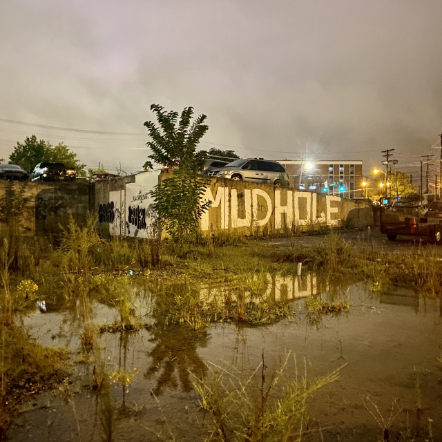 "Mudhole- Downtown Greensboro,NC" stock image