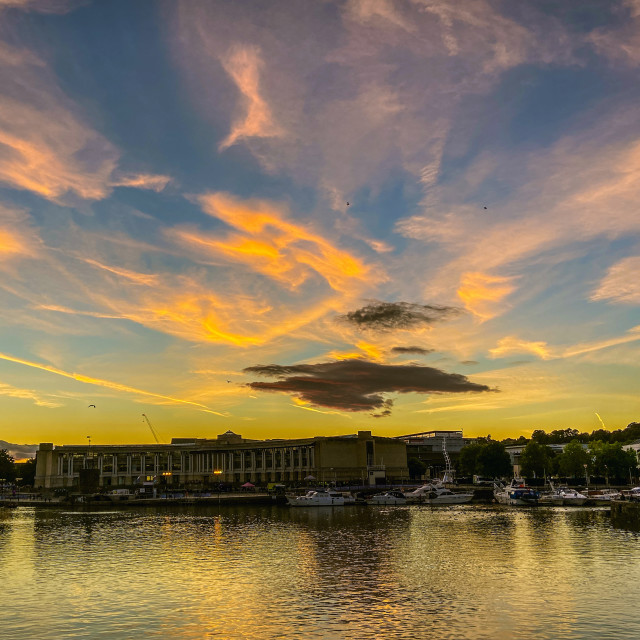 "Sunset over the harbourside" stock image