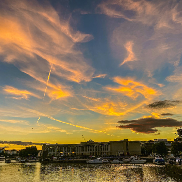 "Sunset over the harbourside" stock image