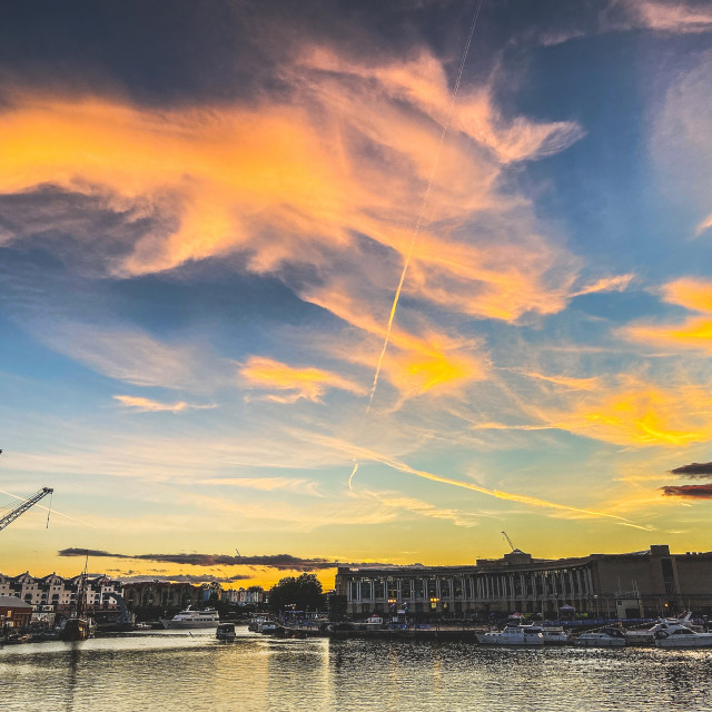 "Sunset over the harbourside" stock image