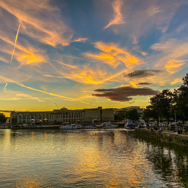 "Sunset over the harbourside" stock image