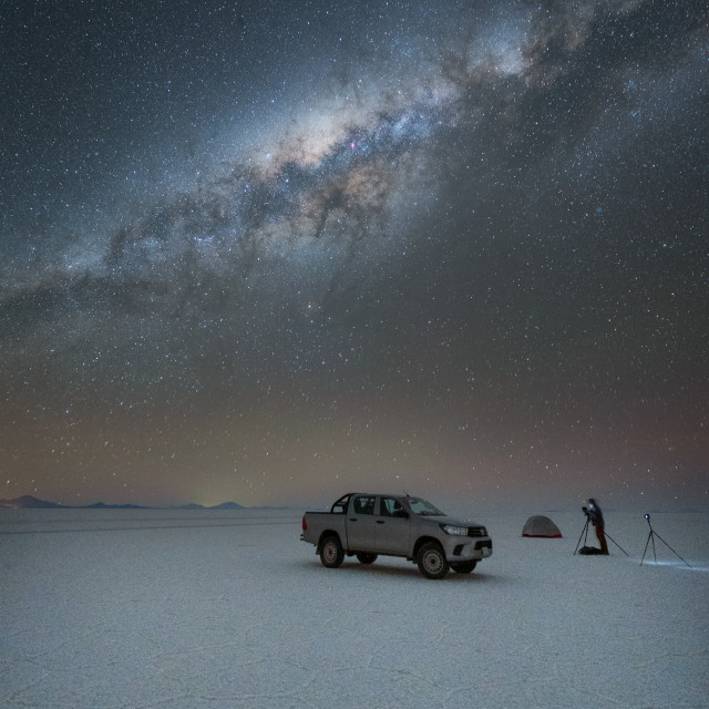 "Ollie and Luna under the milky way, Salar de Uyuni, Bolivia" by Kat Lawman - $37.04 "Ollie and Luna under the milky way, Salar de Uyuni, Bolivia" stock image
