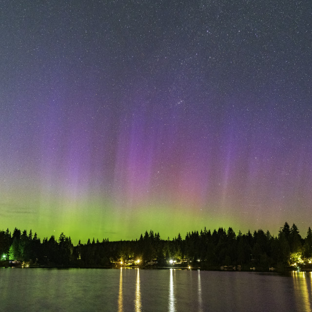 "July Aurora at Lake Margaret" stock image