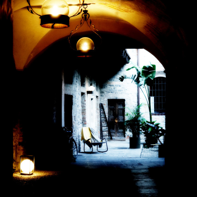 "An entrance to a yard" stock image