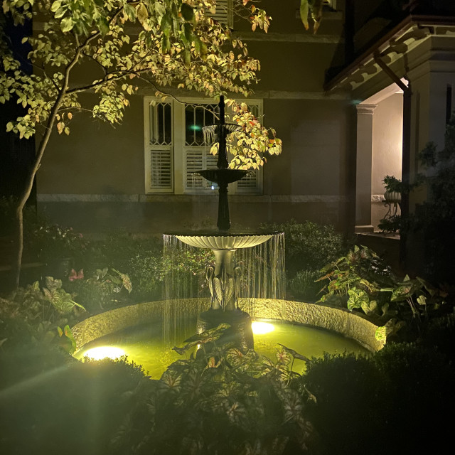 "Night Fountain- West Square- Salisbury, NC" stock image