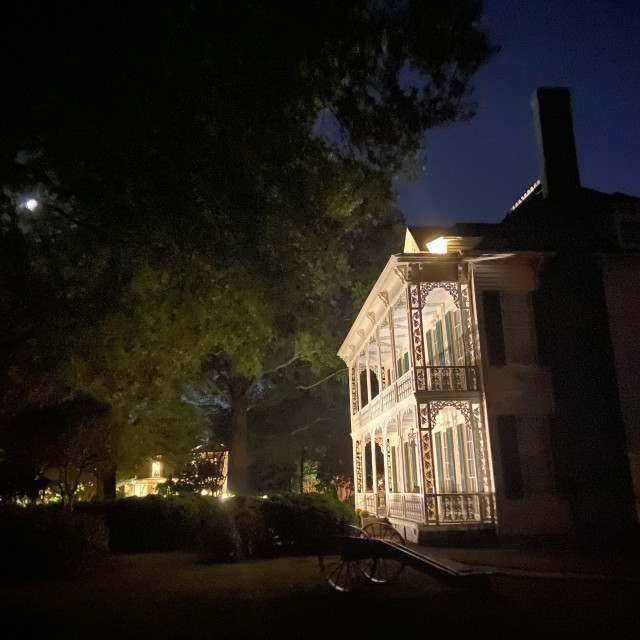 "Hall House side view with moon" stock image