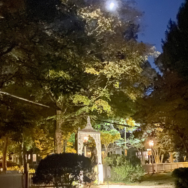 "Moon over Gate-Hall House- Historic Salisbury, NC" stock image