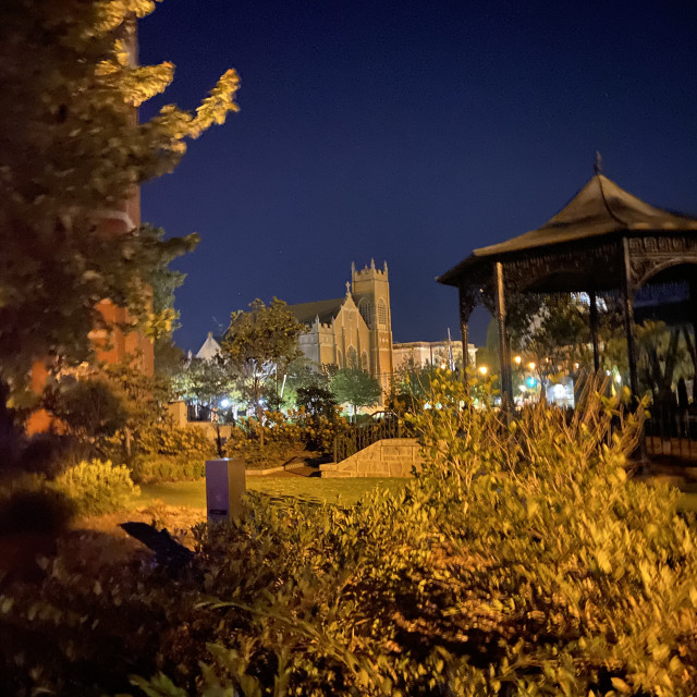 "Church across Bell Tower Greene- Historic Salisbury,NC" stock image