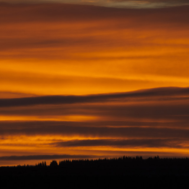 "Sunrise over Ardullie, Scottish Highlands" stock image