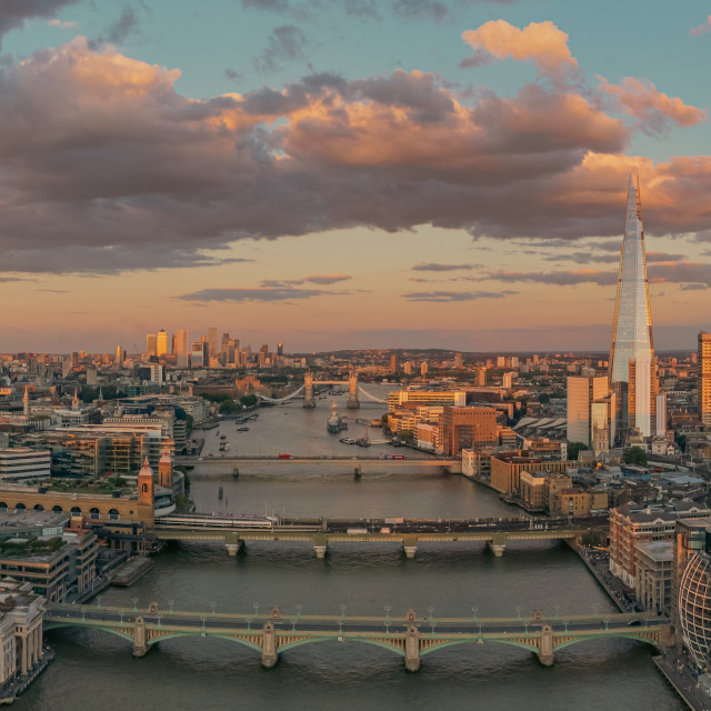 "City of London Sunset Panorama" stock image