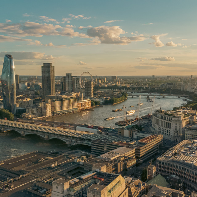 "Blackfriars Bridge Drone Shot Evening" stock image