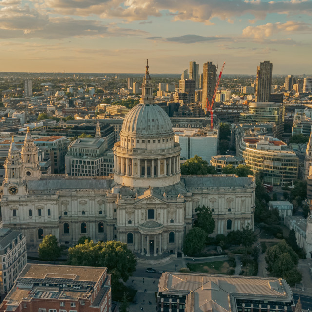 "St. Paul's Cathedral Summer Evening Drone Shot" stock image