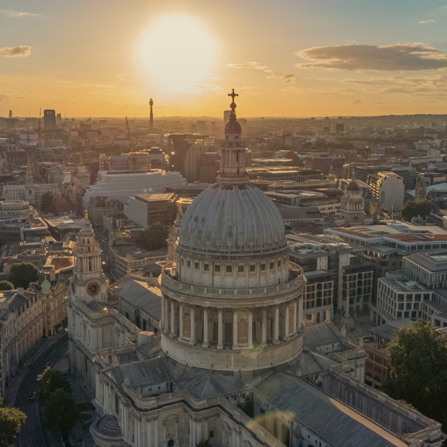 "St. Paul's Cathedral Summer Evening Drone Shot" stock image