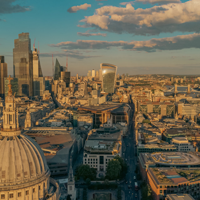 "St. Paul's & City of London Summer Evening Drone Shot" stock image