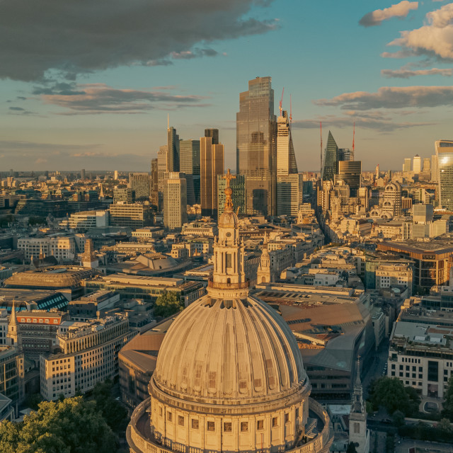 "St. Paul's & City of London Summer Evening Drone Shot" stock image