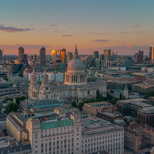 "St. Paul's Cathedral Drone Shot Sunset St. Paul's Cathedral" stock image