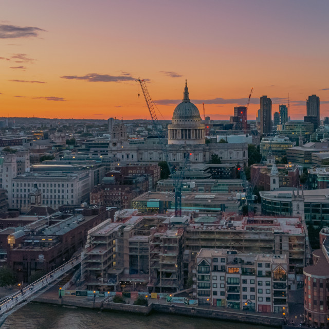 "St. Paul's Twilight Drone Shot" stock image