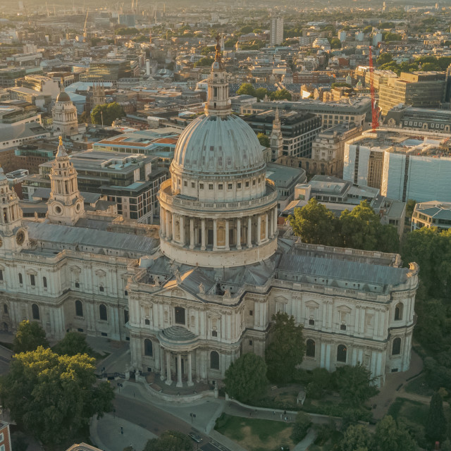 "St. Paul's Cathedral Summer Evening Drone Shot" stock image