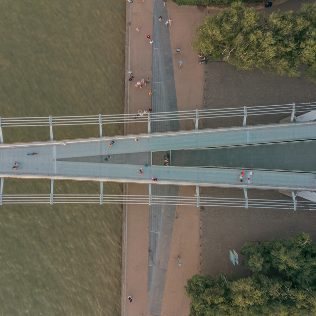 "Millennium Bridge London Birds Eye View" stock image