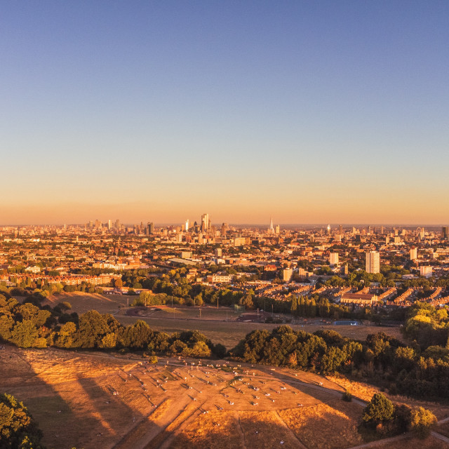 "London Skyline Hampstead Heath Summer Sunset" stock image