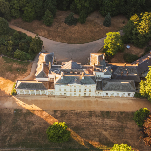 "Drone Shot of Kenwood House Hampstead Summer Evening" stock image