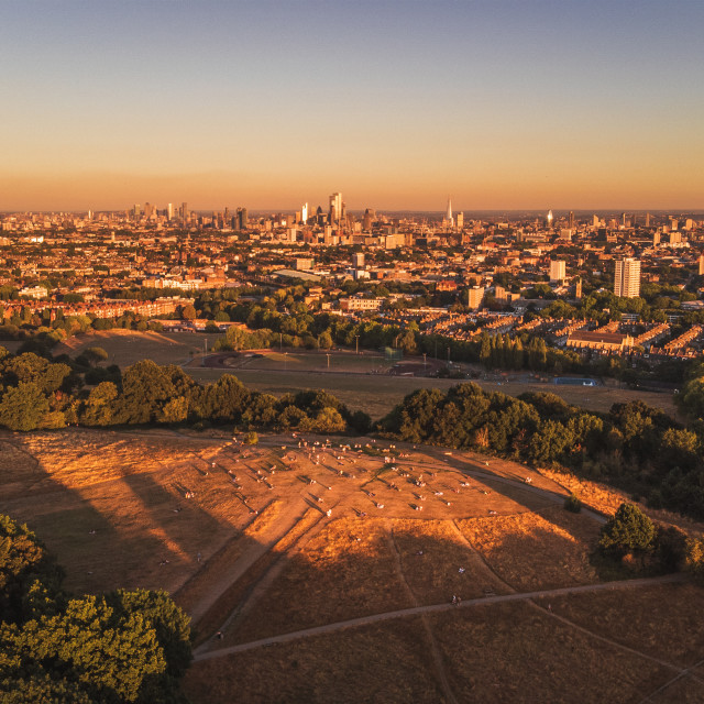 "Parliament Hill Viewpoint London Skyline Sunset" stock image