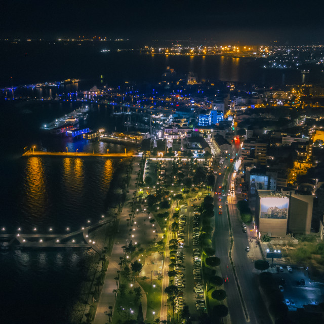 "Limassol at Night Drone" stock image