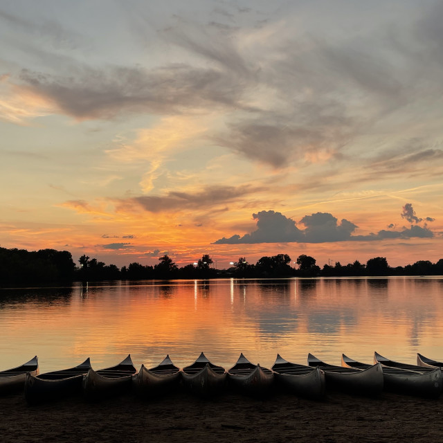 "Canoes at Sunset" by Allison Hawk - $23.31 "Canoes at Sunset" stock image