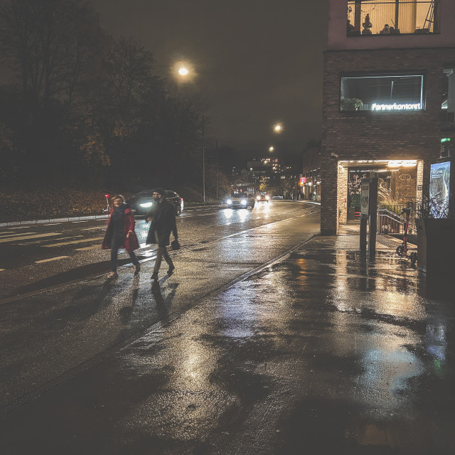 "Wet city nights" stock image