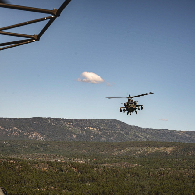 "Apache in flight 1" stock image