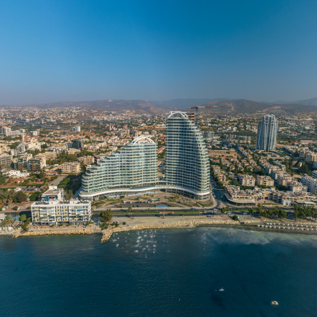 "Limassol Del Mar Panorama Drone Shot" stock image