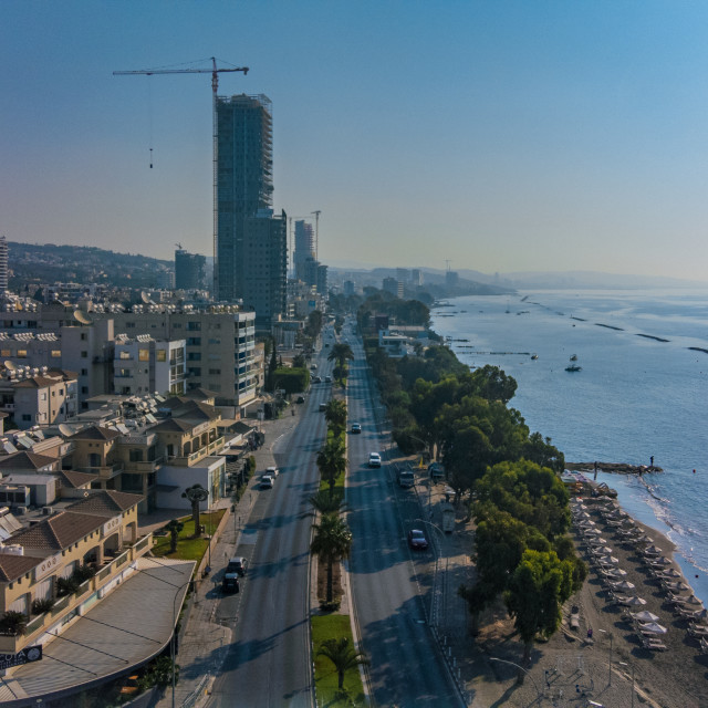 "Georgiou A' Avenue Limassol Morning Drone Shot" stock image