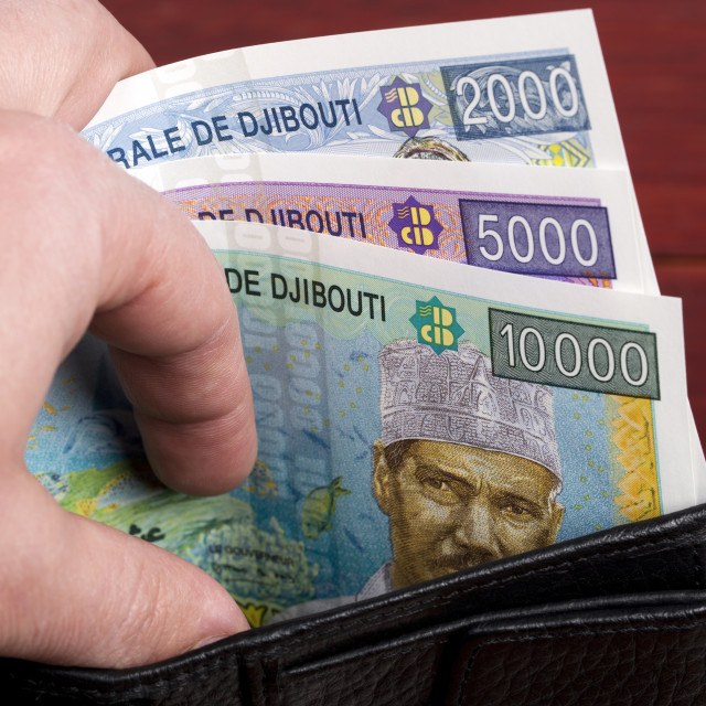 "Djiboutian franc in the black wallet" stock image