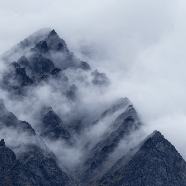 "Misty Peaks" stock image