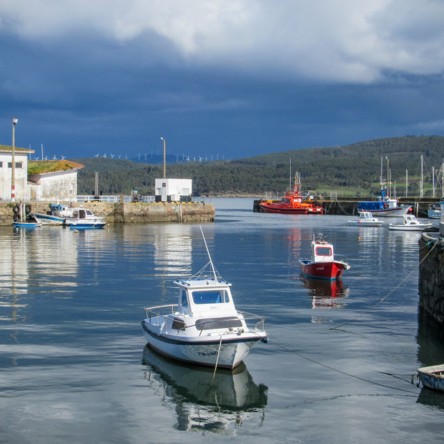 "The harbour of Camariñas." stock image