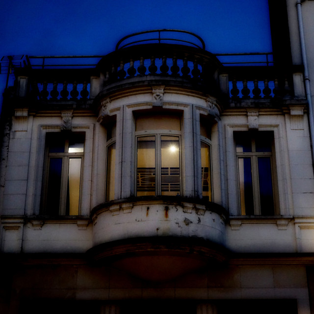 "A house at night - St. Quentin" stock image