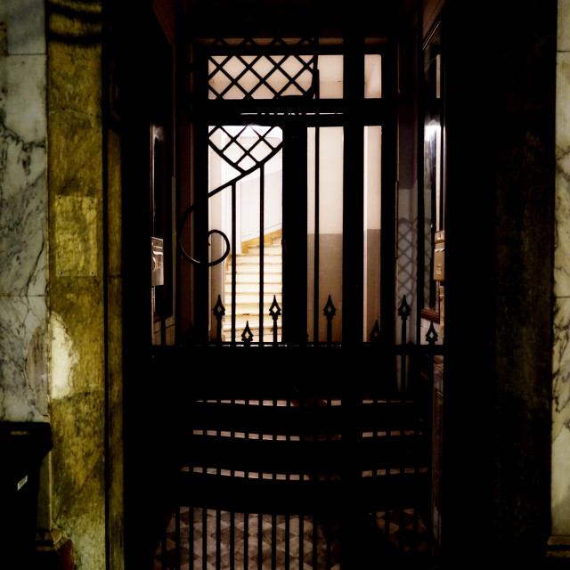 "Door at night" stock image