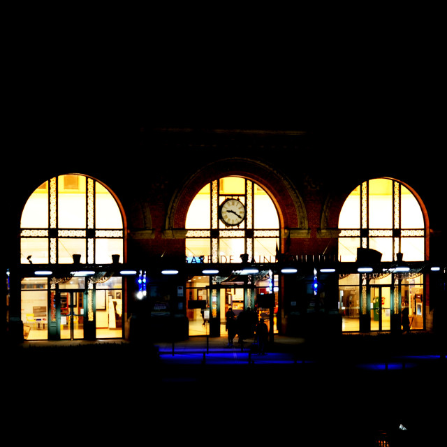 "St. quentin train station at night" stock image