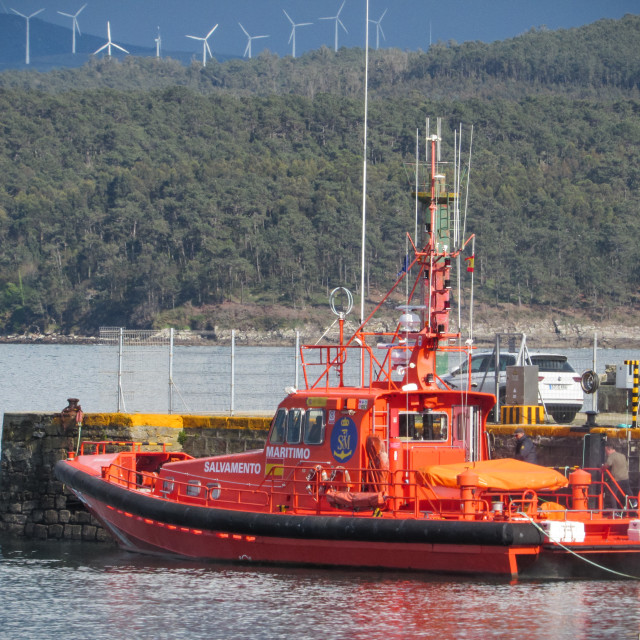 "Salvamento Maritimo craft in Camariñas." stock image