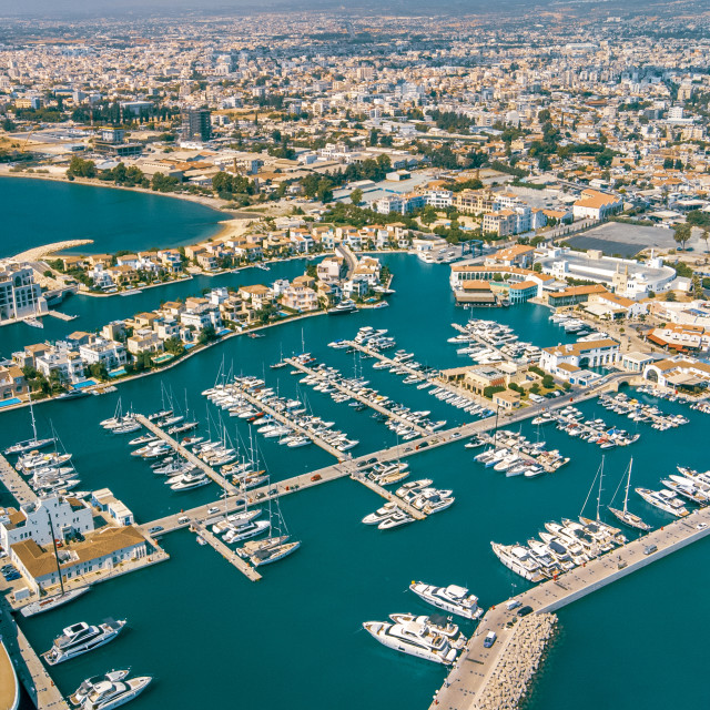 "Limassol Marina, Cyprus Drone Shot" stock image