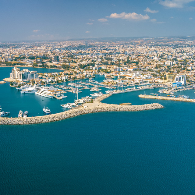 "Limassol Marina, Cyprus Drone Shot" stock image