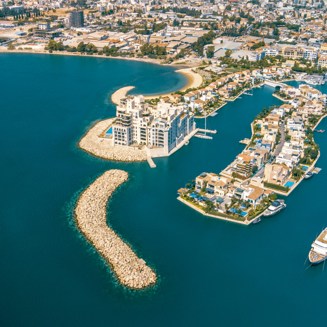 "Limassol Marina Residences, Cyprus Drone Shot" stock image