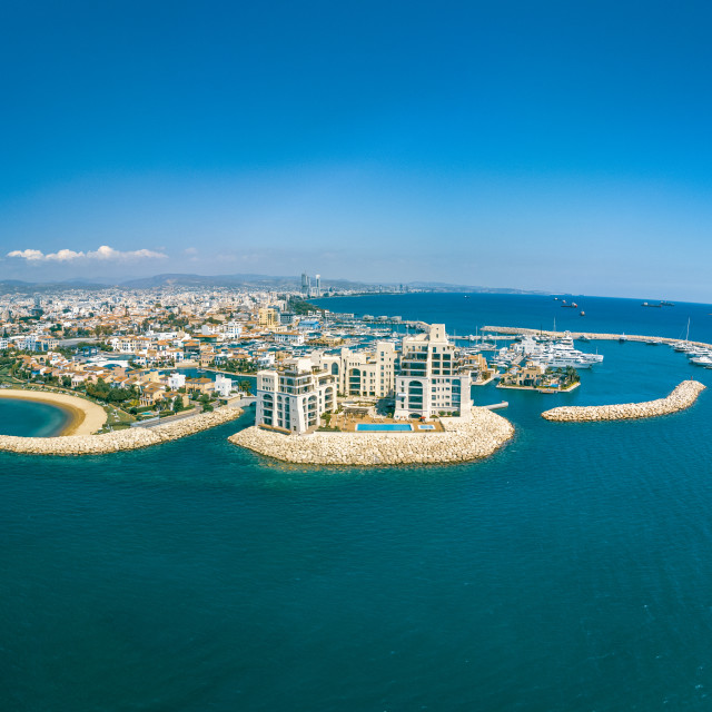 "Limassol Marina, Cyprus Drone Shot" stock image