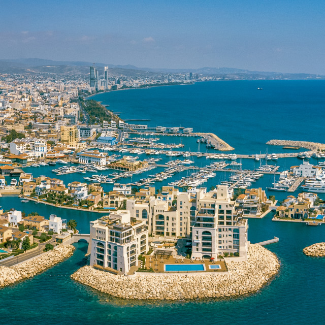 "Limassol Marina Residences, Cyprus Drone Shot" stock image