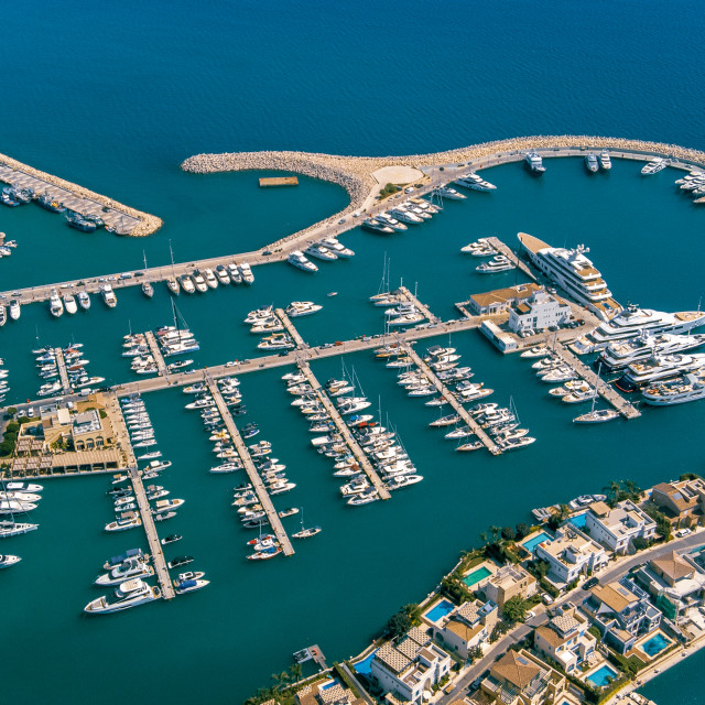 "Limassol Marina, Cyprus Drone Shot" stock image