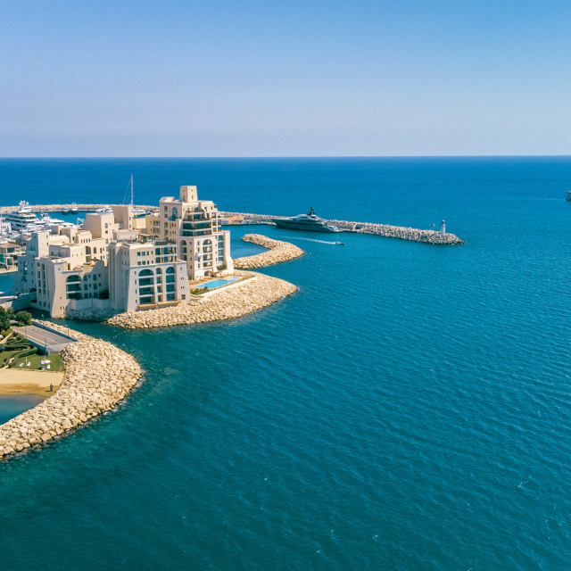 "Limassol Marina, Cyprus Drone Shot" stock image