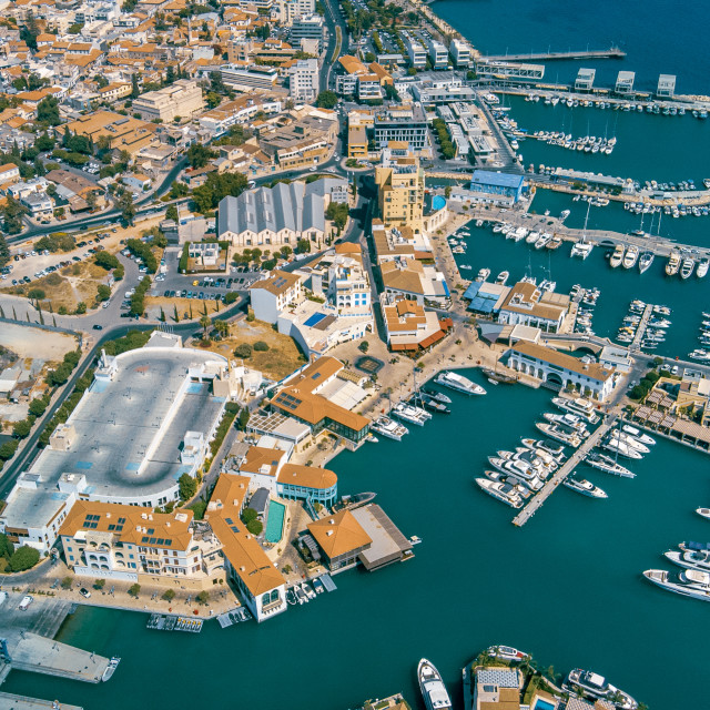 "Limassol Marina, Cyprus Drone Shot" stock image