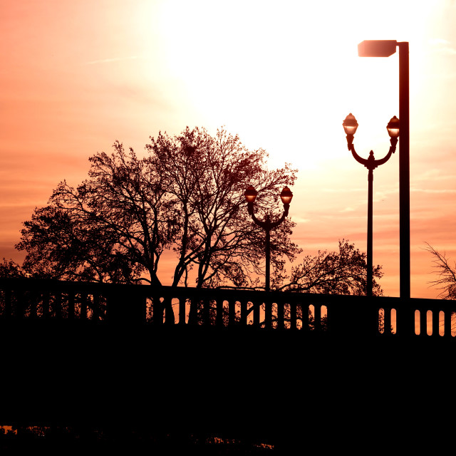 "Sunset above the bridge" stock image