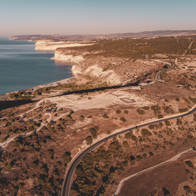 "Ancient Kourion, Cyprus Morning Drone Shot" stock image