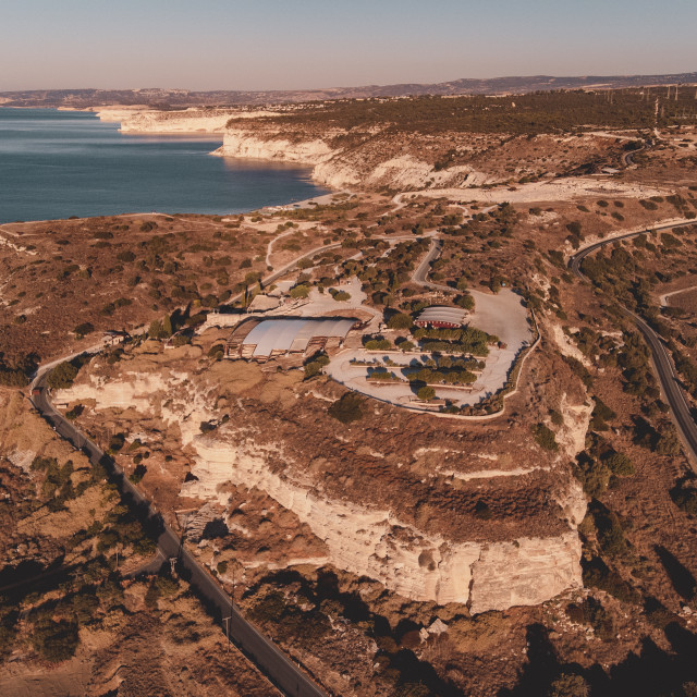 "Ancient Kourion, Cyprus Morning Drone Shot" stock image